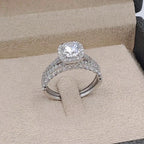 Bague Solitaire Halo Or Blanc - Anneau Serti de Pierres – or 18 carats | Tariki