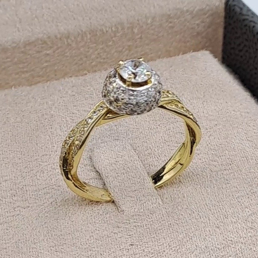 Bague Solitaire Halo Or Jaune – or 18 carats | Tariki