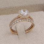 Bague Solitaire Halo Or Rose - Double Anneau Serti – or 18 carats | Tariki