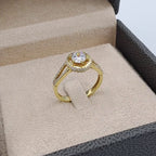 Bague Solitaire Halo Rond Or Jaune – or 18 carats | Tariki
