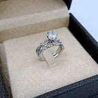 Bague Solitaire Or Blanc - Anneau Croisé Serti de Pierres – or 18 carats | Tariki