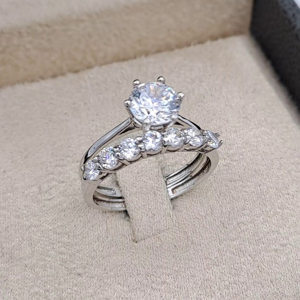 Bague Solitaire Or Blanc - Anneau Serti de Pierres – or 18 carats | Tariki