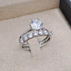 Bague Solitaire Or Blanc - Anneau Serti de Pierres – or 18 carats | Tariki