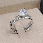Bague Solitaire Or Blanc - Double Anneau – or 18 carats | Tariki