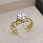 Bague Solitaire Or Jaune - Anneau Ciselé – or 18 carats | Tariki
