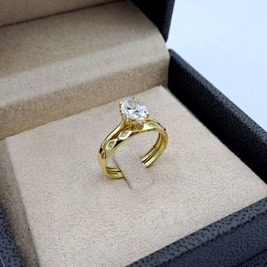 Bague Solitaire Or Jaune - Anneau Ciselé – or 18 carats | Tariki