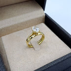 Bague Solitaire Or Jaune - Anneau Ciselé – or 18 carats | Tariki