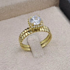 Bague Solitaire Or Jaune - Anneau Ciselé – or 18 carats | Tariki