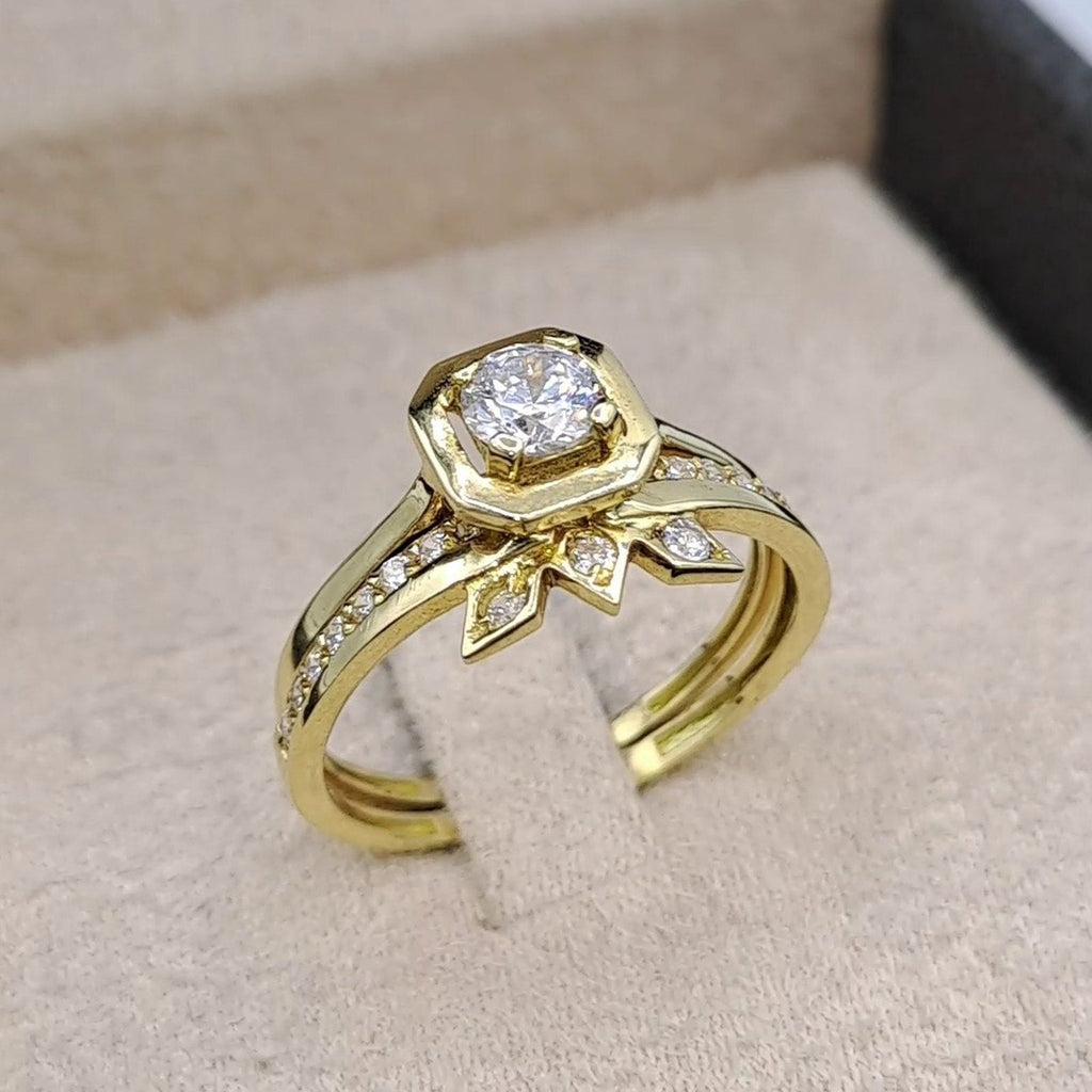 Bague Solitaire Or Jaune - Anneau Motif Nœud – or 18 carats | Tariki