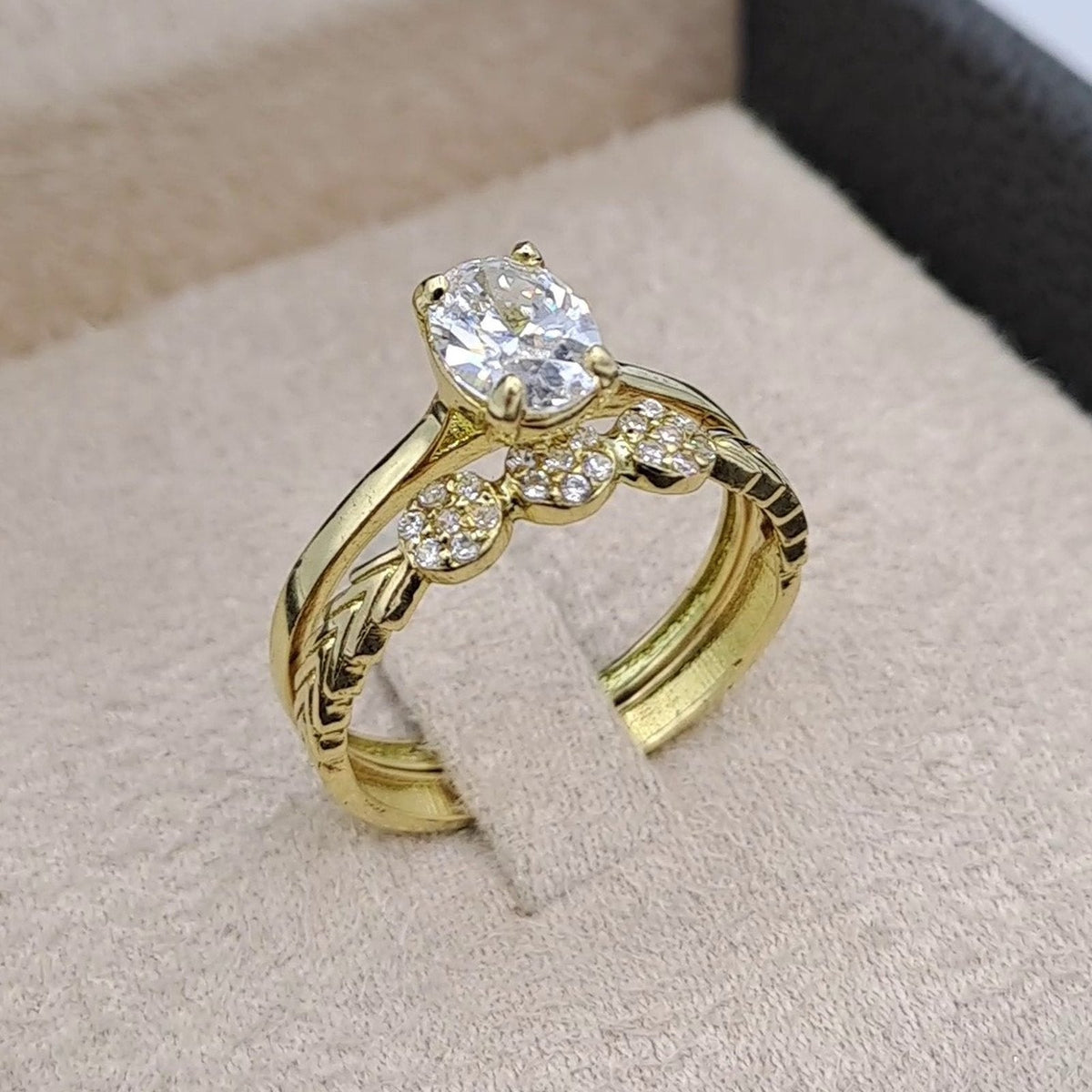 Bague Solitaire Or Jaune - Anneau Serti de Pierres – or 18 carats | Tariki