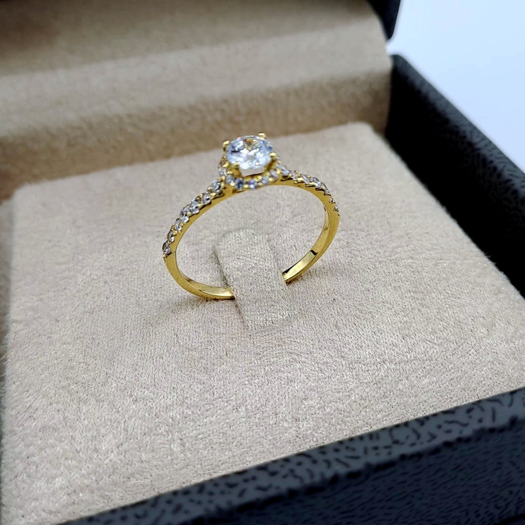 Bague Solitaire Or Jaune - Anneau Serti de Pierres – or 18 carats | Tariki