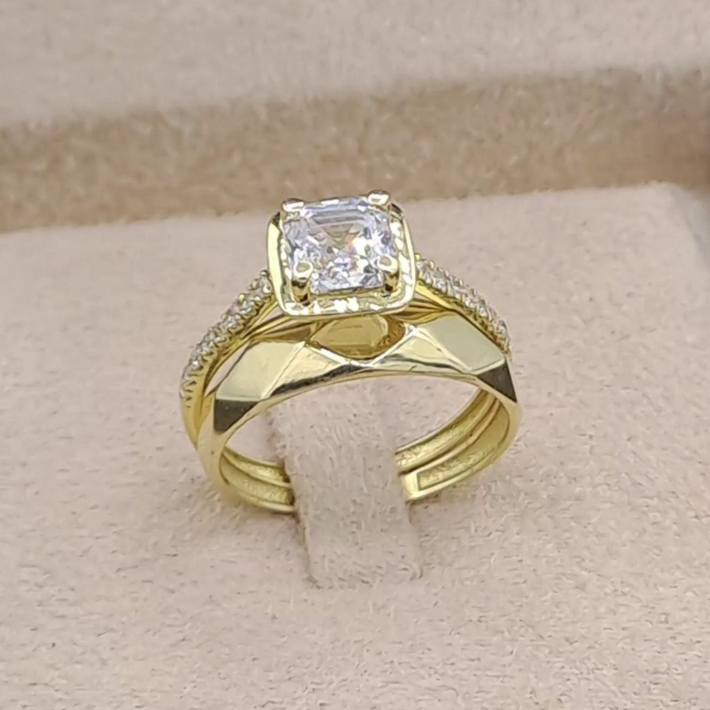 Bague Solitaire Or Jaune - Anneau Serti de Pierres – or 18 carats | Tariki