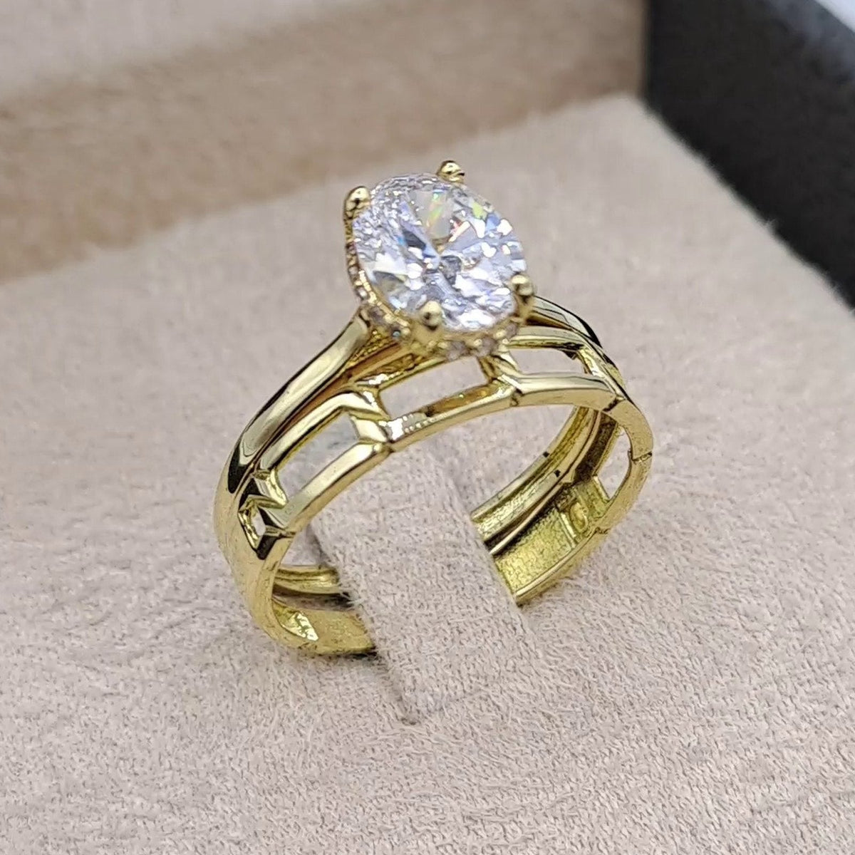 Bague Solitaire Or Jaune - Double Anneau – or 18 carats | Tariki