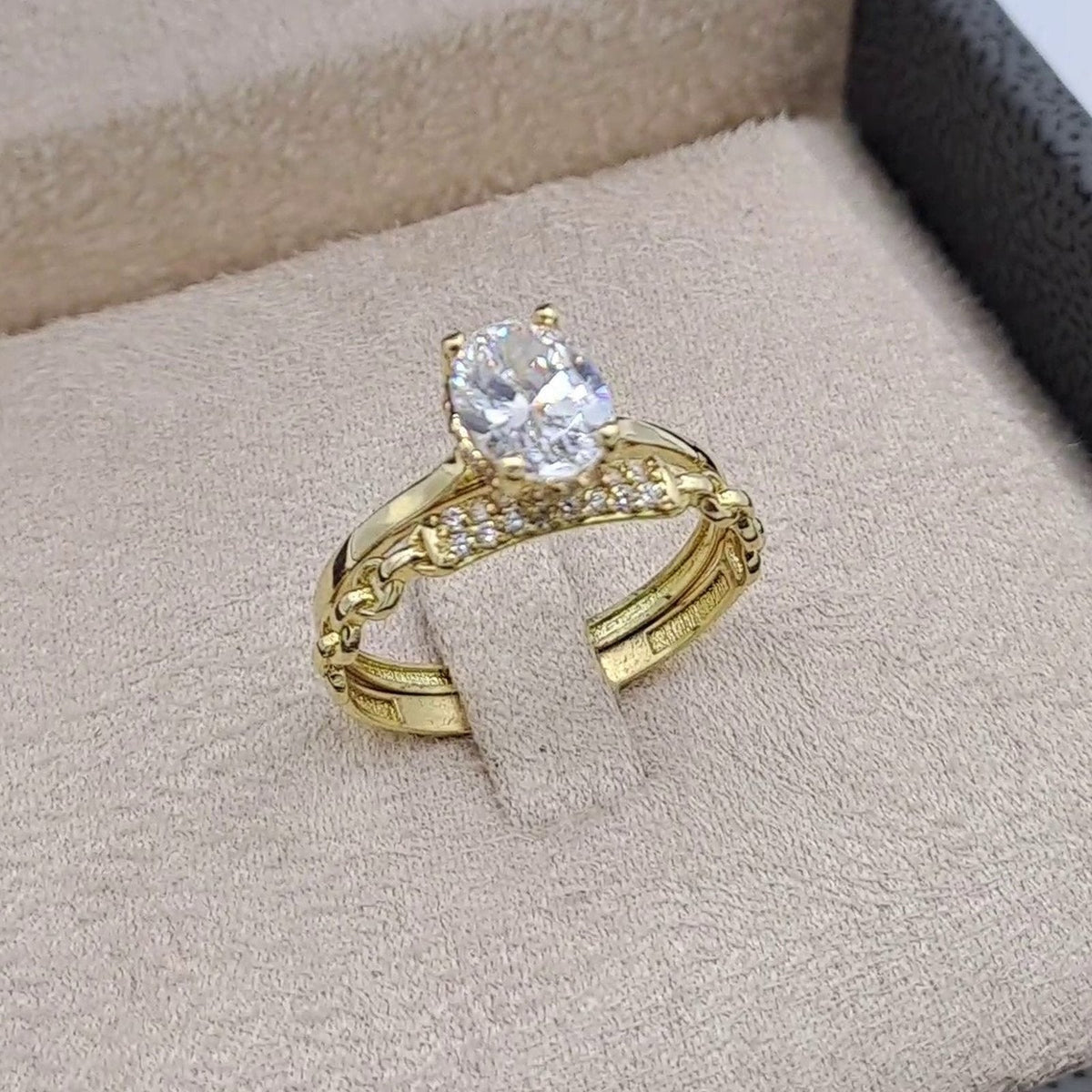 Bague Solitaire Or Jaune - Double Anneau Serti – or 18 carats | Tariki
