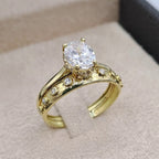 Bague Solitaire Or Jaune - Double Anneau Serti de Pierres – or 18 carats | Tariki