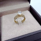 Bague Solitaire Or Jaune - Double Anneau Serti de Pierres – or 18 carats | Tariki