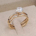 Bague Solitaire Or Rose - Double Anneau – or 18 carats | Tariki