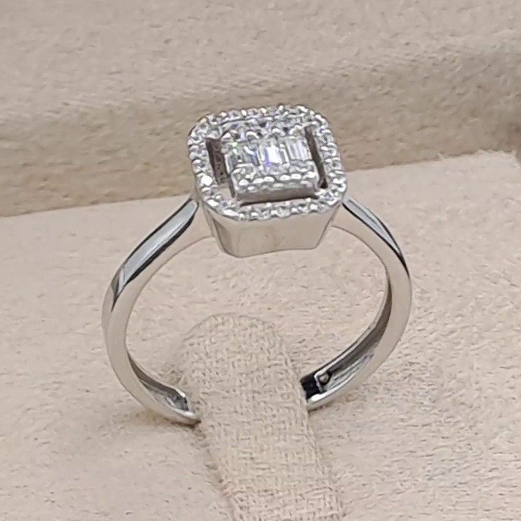 Bague Solitaire Pierre Carrée Or Blanc – or 18 carats | Tariki
