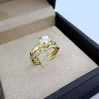 Bague Solitaire Pierre Carrée Or Jaune - Double Anneau Serti – or 18 carats | Tariki