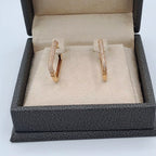 Boucles d'Oreilles Créoles Carrées Or Rose - Serties de Pierres – or 18 carats | Tariki
