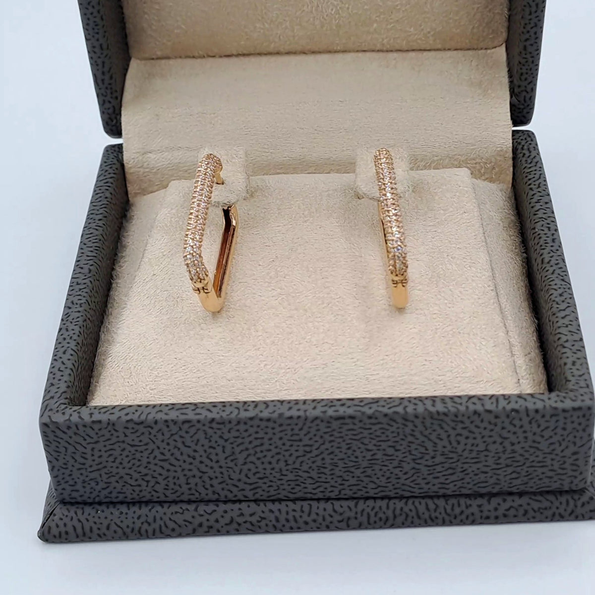 Boucles d'Oreilles Créoles Carrées Or Rose - Serties de Pierres – or 18 carats | Tariki