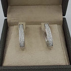 Boucles d'Oreilles Créoles Or Blanc - Pavées de Pierres – or 18 carats | Tariki