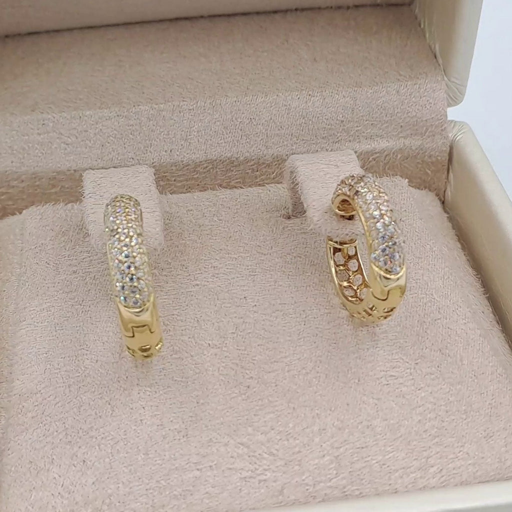 Boucles d'Oreilles Créoles Or Jaune - Serties de Pierres – or 18 carats | Tariki