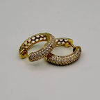 Boucles d'Oreilles Créoles Or Jaune - Serties de Pierres, Ajourées – or 18 carats | Tariki