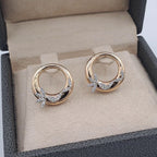 Boucles d'Oreilles Créoles Or Rose et Blanc - Serties de Pierres – or 18 carats | Tariki
