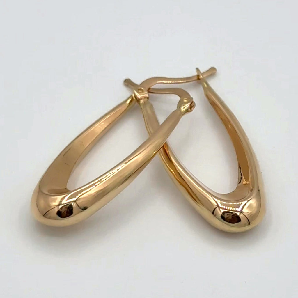 Boucles d'Oreilles Créoles Ovales Bombées Or Rose – or 18 carats | Tariki