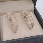 Boucles d'Oreilles Créoles Ovales Or Rose - Pavées de Pierres – or 18 carats | Tariki