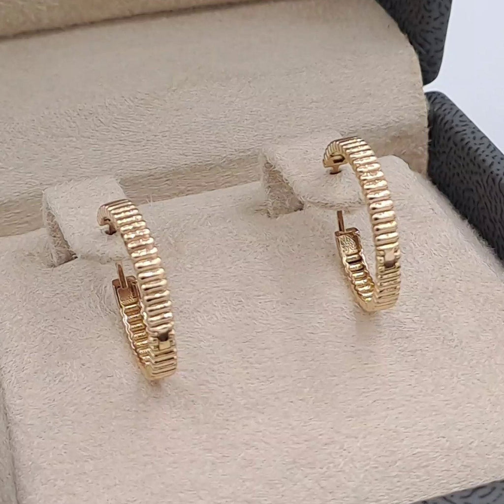 Boucles d'Oreilles Créoles Striées Or Rose – or 18 carats | Tariki