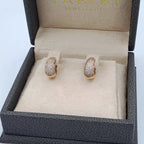 Boucles d'Oreilles Mini Créoles Bombées Or Rose - Pavées de Pierres – or 18 carats | Tariki