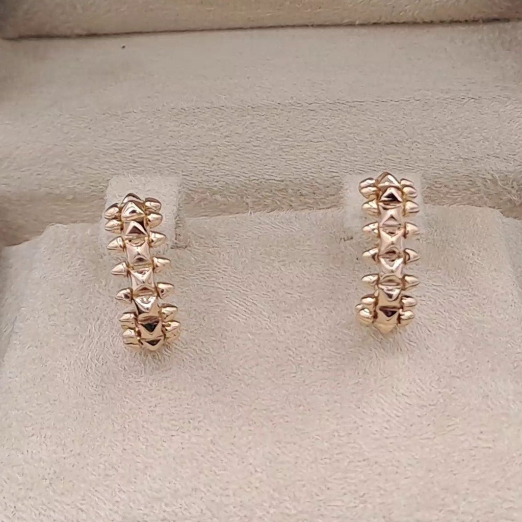 Boucles d'Oreilles Mini Créoles Cloutées Or Rose - Motif Clash – or 18 carats | Tariki