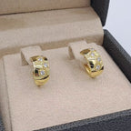 Boucles d'Oreilles Mini Créoles Larges Or Jaune - Serties de Pierres – or 18 carats | Tariki
