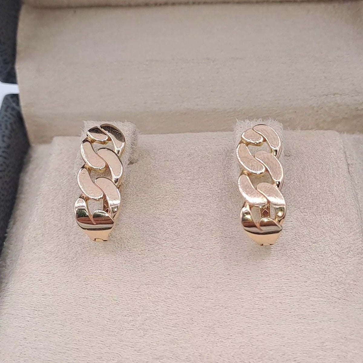Boucles d'Oreilles Mini Créoles Maille Cubaine Or Rose – or 18 carats | Tariki
