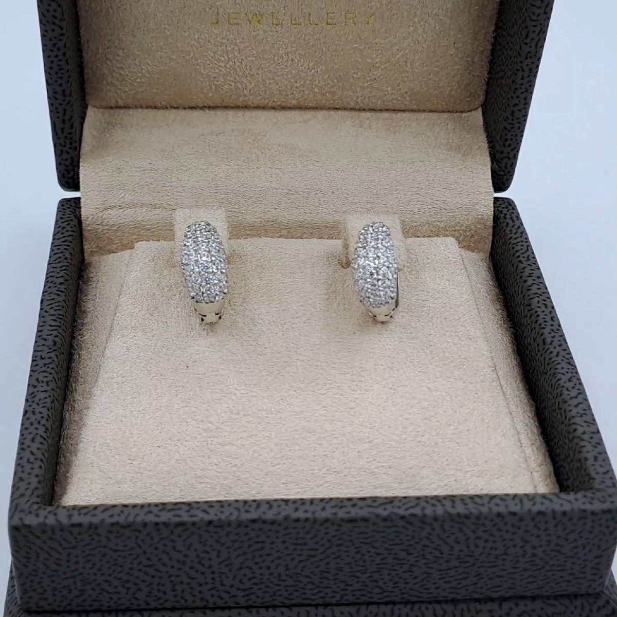 Boucles d'Oreilles Mini Créoles Or Blanc - Pavées de Pierres – or 18 carats | Tariki