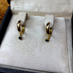 Boucles d'Oreilles Mini Créoles Or Jaune - Pampilles Pierres Bleues – or 18 carats | Tariki