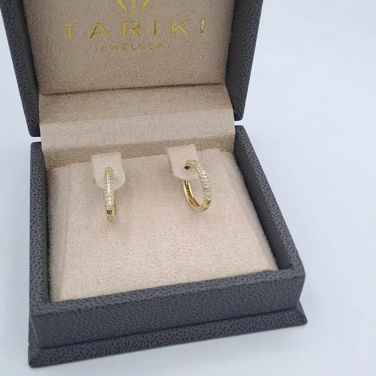 Boucles d'Oreilles Mini Créoles Or Jaune - Serties de Pierres – or 18 carats | Tariki