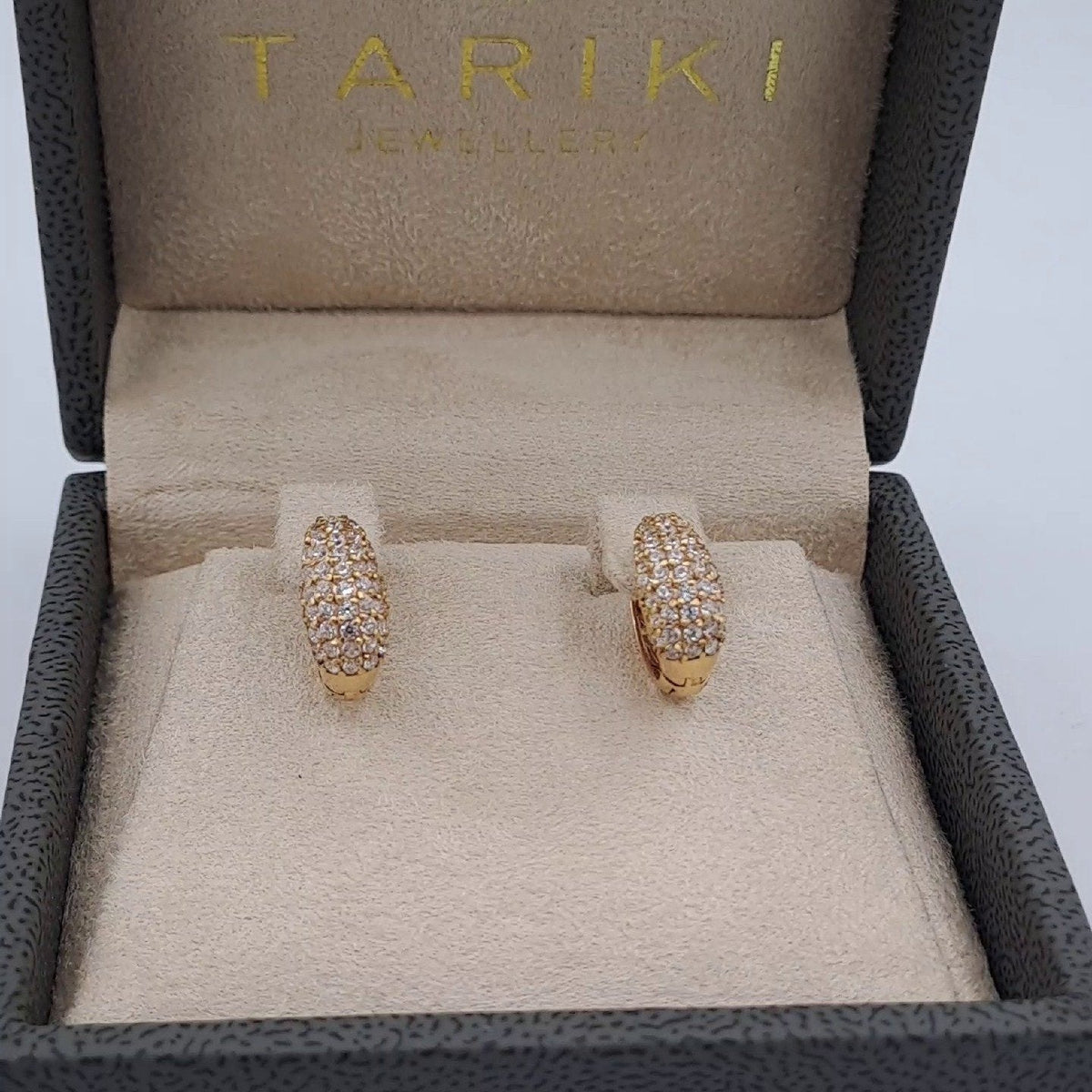 Boucles d'Oreilles Mini Créoles Or Rose - Pavées de Pierres – or 18 carats | Tariki