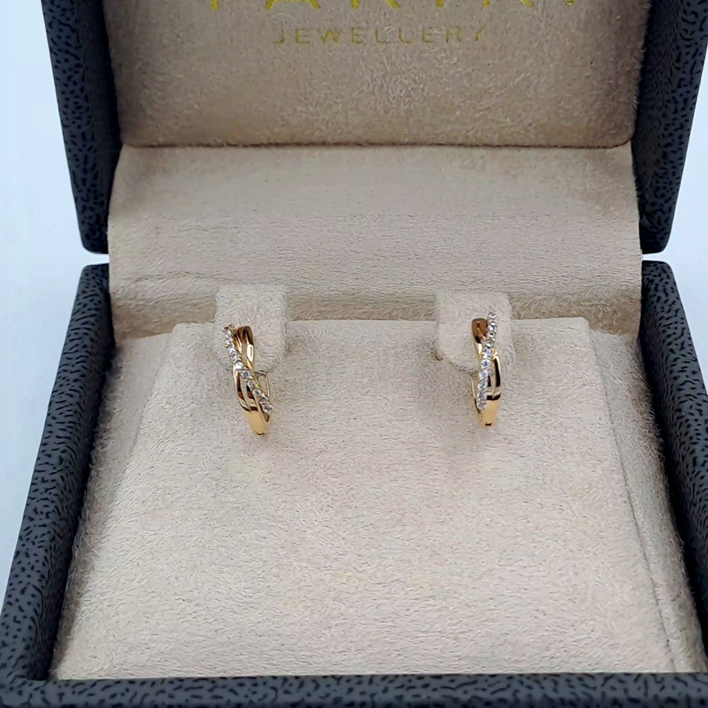 Boucles d'Oreilles Mini Créoles Or Rose - Serties de Pierres – or 18 carats | Tariki