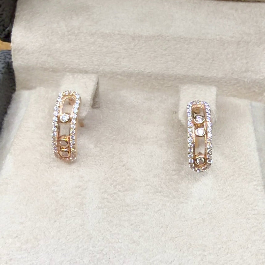 Boucles d'Oreilles Mini Créoles Or Rose - Serties de Pierres – or 18 carats | Tariki