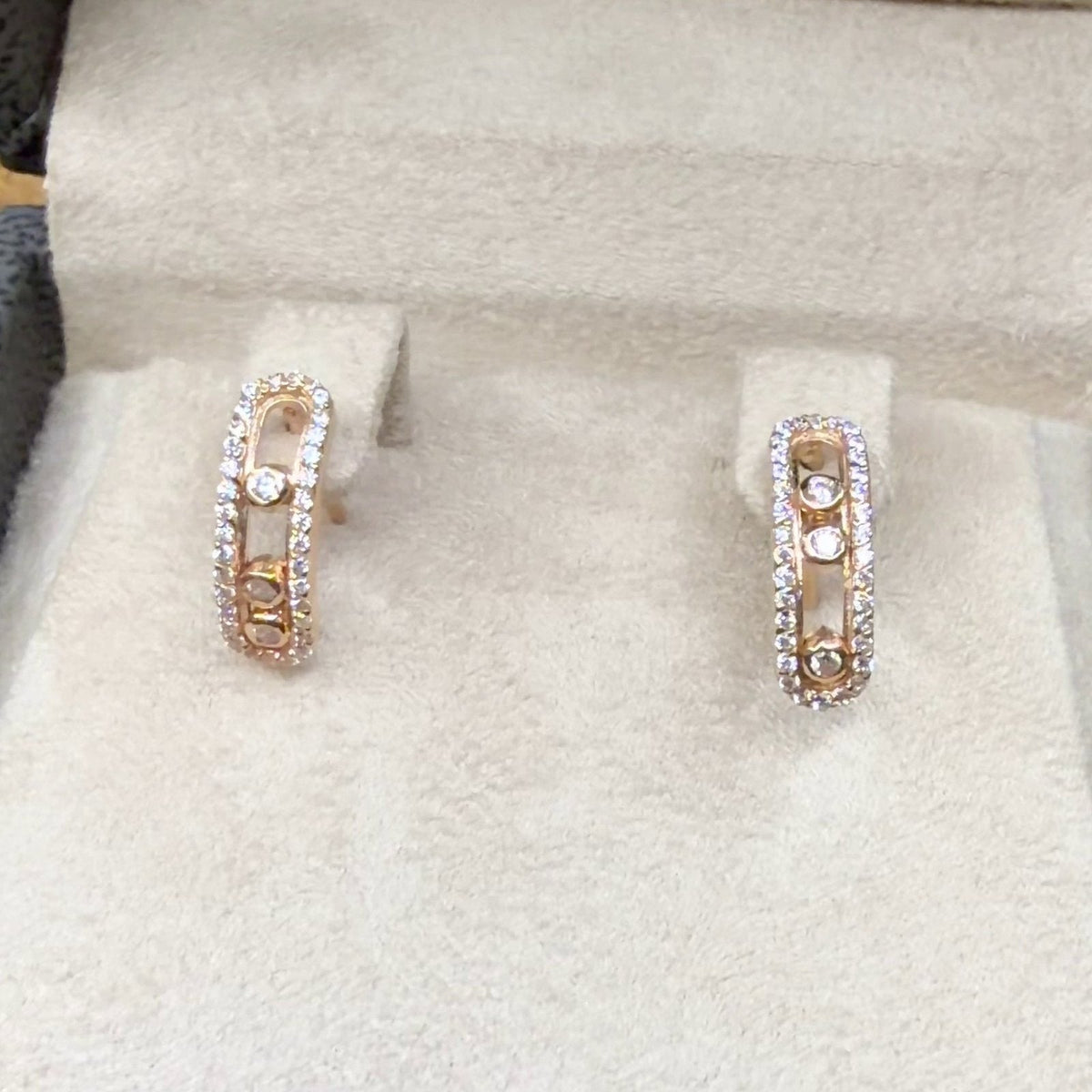 Boucles d'Oreilles Mini Créoles Or Rose - Serties de Pierres – or 18 carats | Tariki