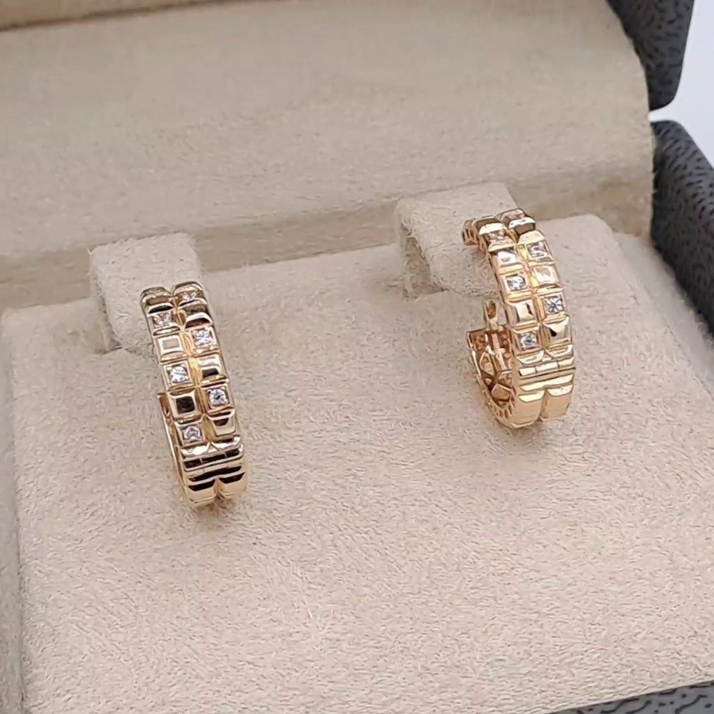 Boucles d'Oreilles Mini Créoles Or Rose - Serties de Pierres – or 18 carats | Tariki