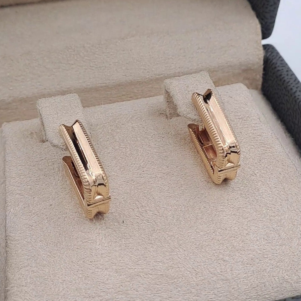 Boucles d'Oreilles Mini Créoles Rectangulaires Or Rose – or 18 carats | Tariki