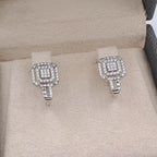 Boucles d'Oreilles Or Blanc - Carrés Pavés de Pierres – or 18 carats | Tariki