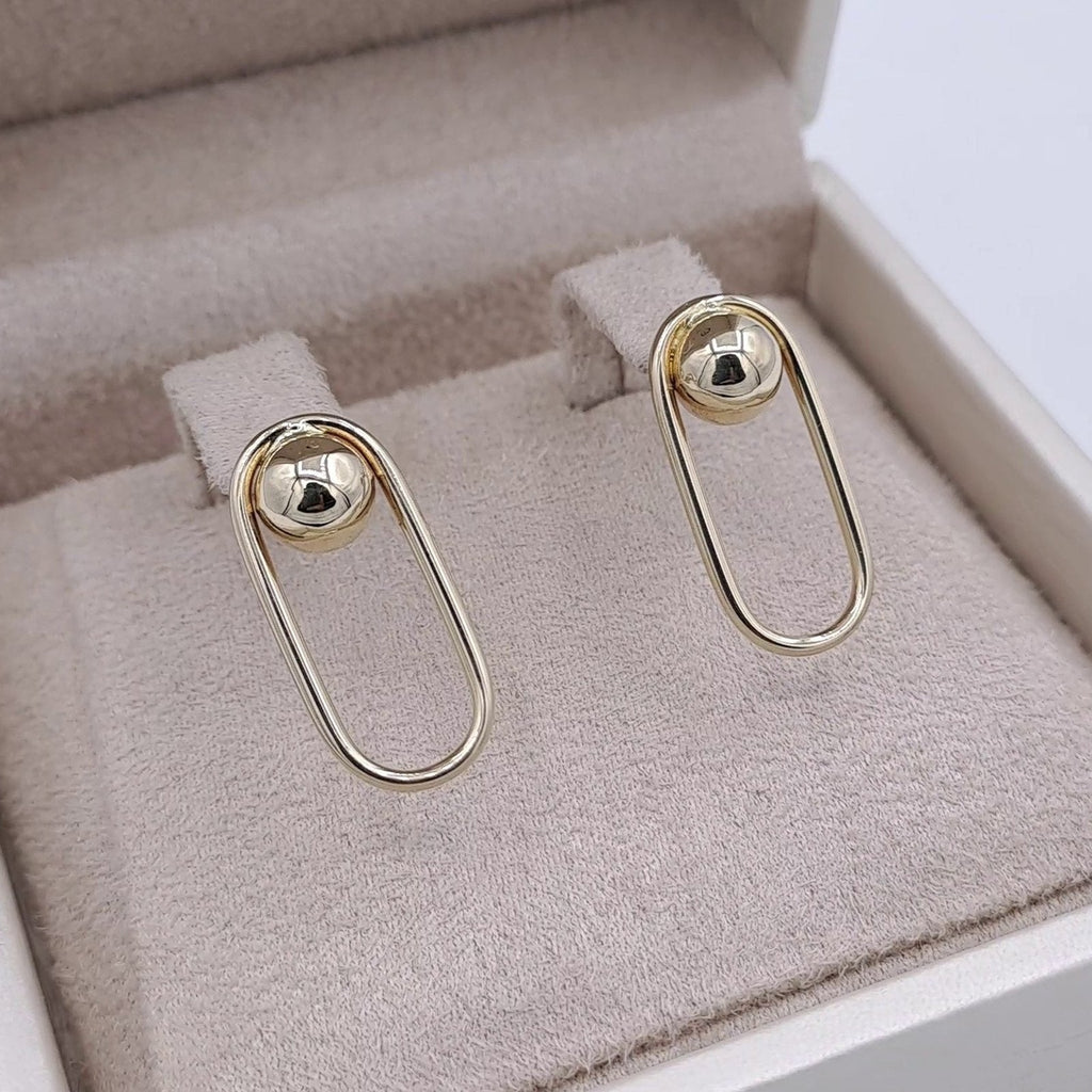 Boucles d'Oreilles Or Jaune - Boule et Anneau Ovale – or 18 carats | Tariki