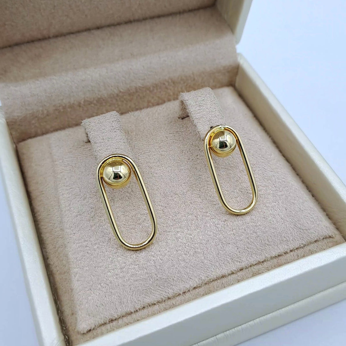 Boucles d'Oreilles Or Jaune - Boule et Anneau Ovale – or 18 carats | Tariki