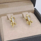 Boucles d'Oreilles Or Jaune - Feuilles Serties de Pierres – or 18 carats | Tariki