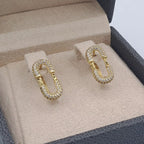 Boucles d'Oreilles Ovales Or Jaune - Pavées, Pierre Mobile – or 18 carats | Tariki
